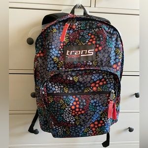 Trans by Jansport backpack, wildflower print. Full size book bag like new